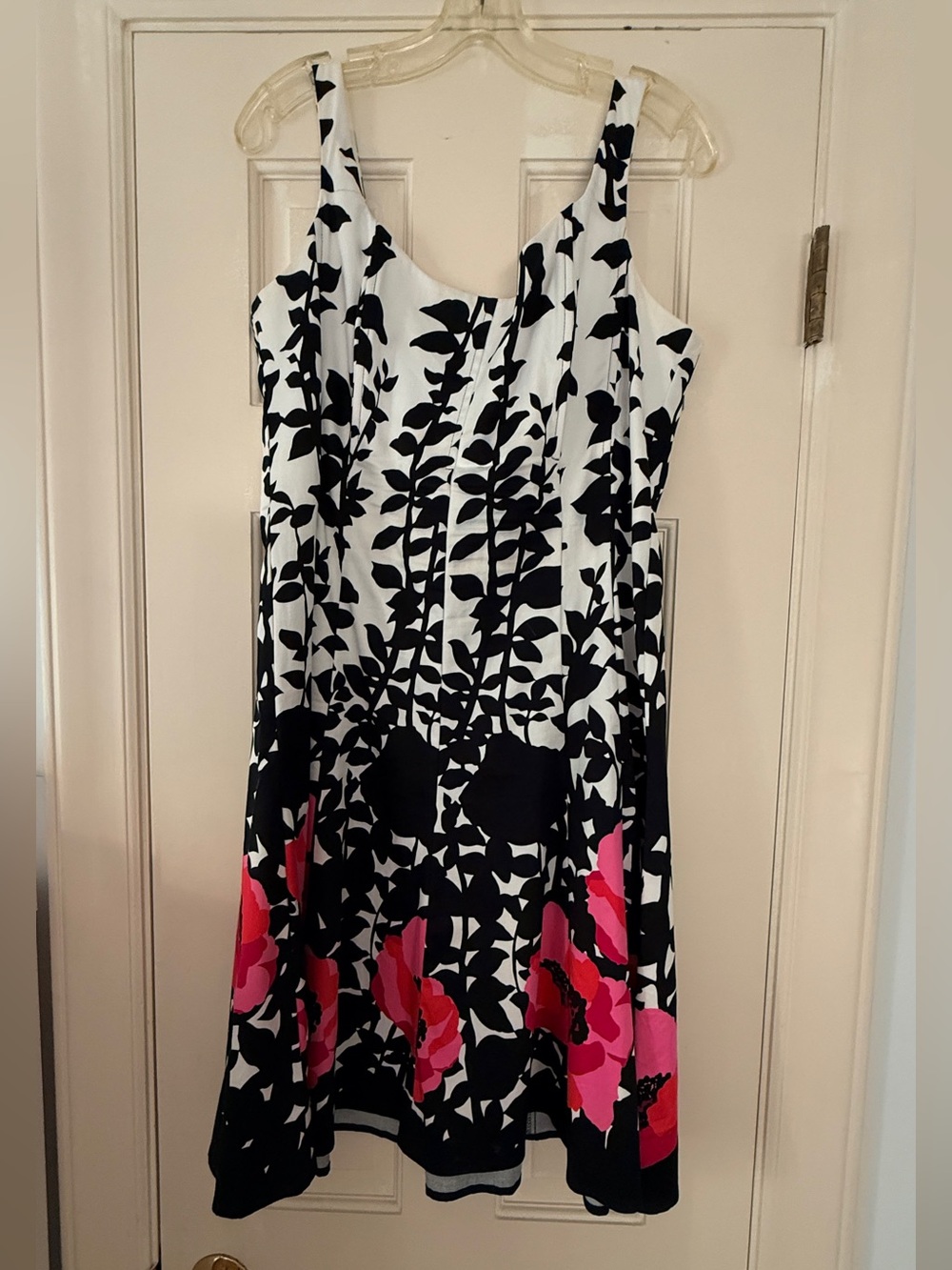 Nine West Black White Dress with Pink Floral Accent